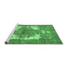 Sideview of Machine Washable Persian Emerald Green Traditional Area Rugs, wshtr4255emgrn