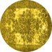 Round Persian Yellow Traditional Rug, tr4255yw