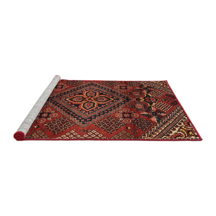 Sideview of Machine Washable Traditional Crimson Red Rug, wshtr4256