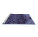 Sideview of Machine Washable Persian Blue Traditional Rug, wshtr4256blu