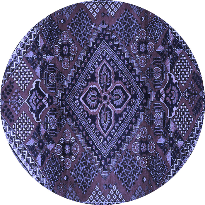 Round Machine Washable Persian Blue Traditional Rug, wshtr4256blu