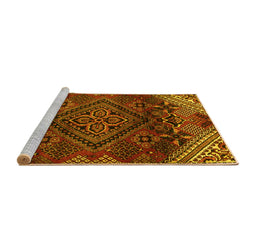 Sideview of Machine Washable Persian Yellow Traditional Rug, wshtr4256yw