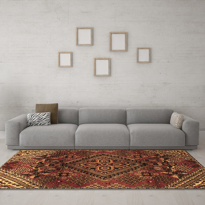 Machine Washable Persian Brown Traditional Rug in a Living Room,, wshtr4256brn