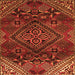 Round Machine Washable Persian Orange Traditional Area Rugs, wshtr4256org