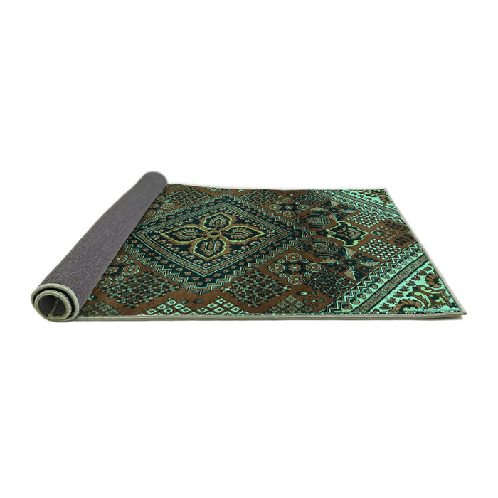 Sideview of Persian Turquoise Traditional Rug, tr4256turq