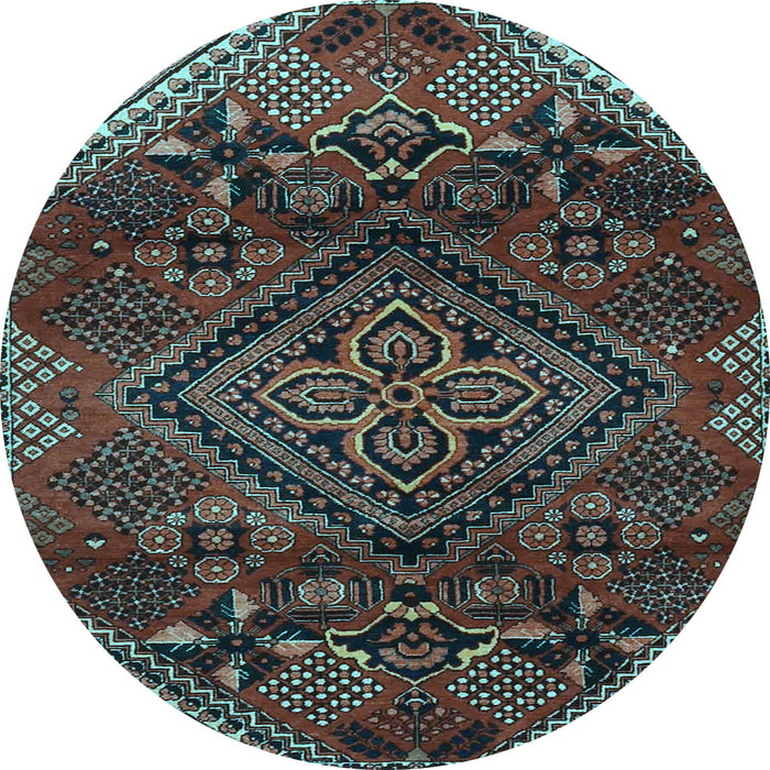 Round Machine Washable Persian Light Blue Traditional Rug, wshtr4256lblu