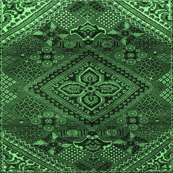 Square Machine Washable Persian Emerald Green Traditional Area Rugs, wshtr4256emgrn