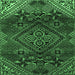 Square Machine Washable Persian Emerald Green Traditional Area Rugs, wshtr4256emgrn