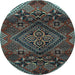 Round Persian Light Blue Traditional Rug, tr4256lblu