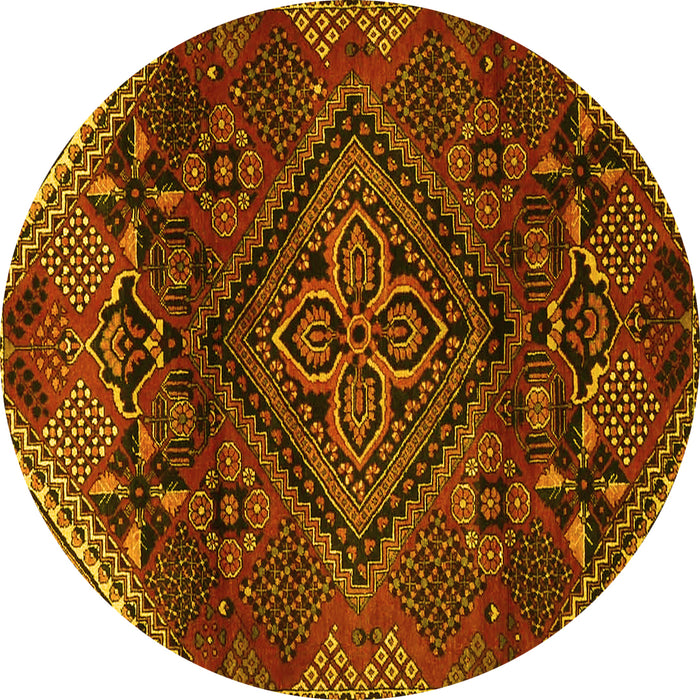 Round Persian Yellow Traditional Rug, tr4256yw