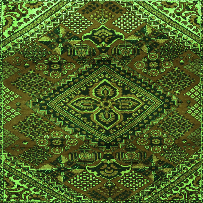 Round Machine Washable Persian Green Traditional Area Rugs, wshtr4256grn
