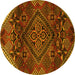 Round Machine Washable Persian Yellow Traditional Rug, wshtr4256yw