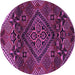 Round Machine Washable Persian Purple Traditional Area Rugs, wshtr4256pur