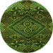 Square Persian Green Traditional Rug, tr4256grn