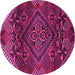 Round Persian Pink Traditional Rug, tr4256pnk