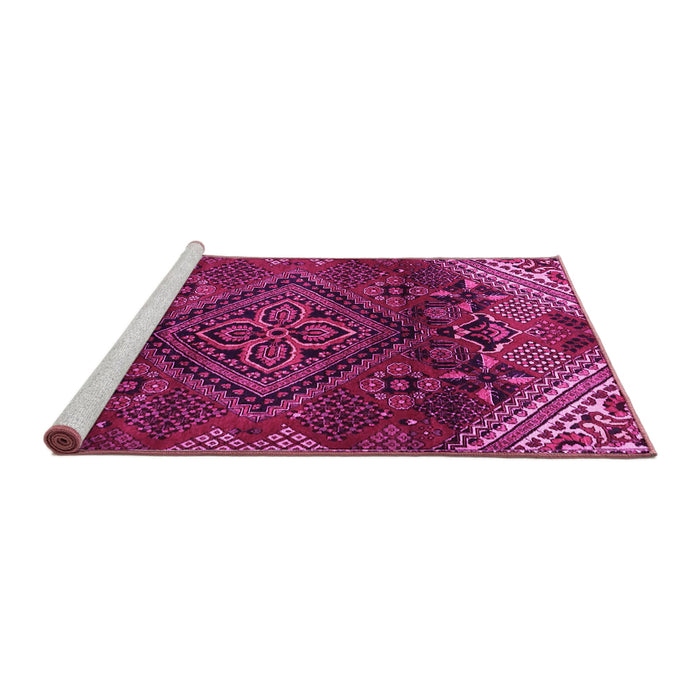 Sideview of Machine Washable Persian Pink Traditional Rug, wshtr4256pnk