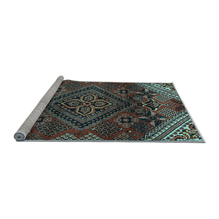 Sideview of Machine Washable Persian Light Blue Traditional Rug, wshtr4256lblu