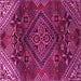 Square Machine Washable Persian Pink Traditional Rug, wshtr4256pnk