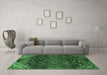 Machine Washable Persian Emerald Green Traditional Area Rugs in a Living Room,, wshtr4256emgrn