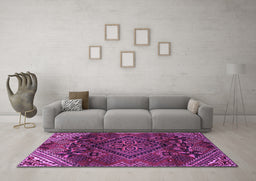 Machine Washable Persian Purple Traditional Area Rugs in a Living Room, wshtr4256pur