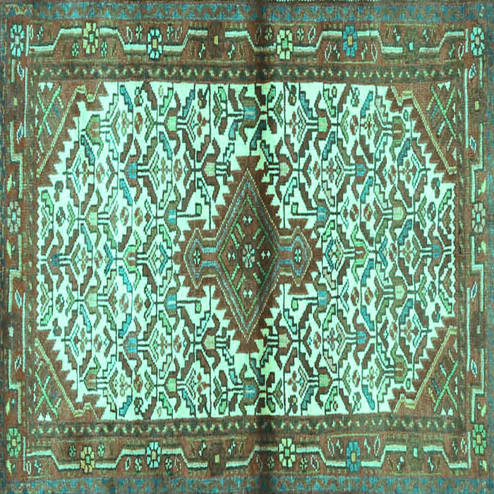Square Persian Turquoise Traditional Rug, tr4257turq