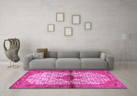 Machine Washable Persian Pink Traditional Rug, wshtr4257pnk