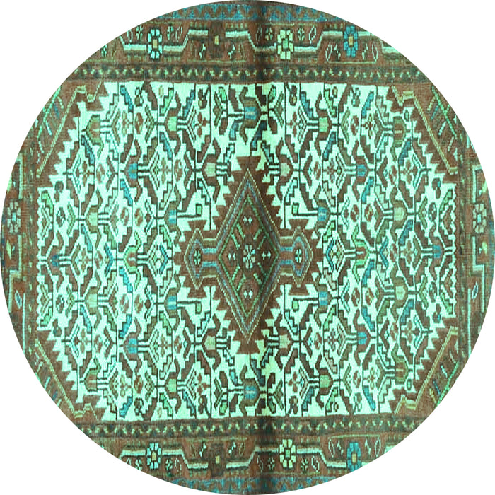 Round Persian Turquoise Traditional Rug, tr4257turq