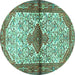 Round Persian Turquoise Traditional Rug, tr4257turq