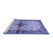 Sideview of Machine Washable Persian Blue Traditional Rug, wshtr4257blu