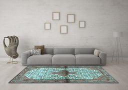 Machine Washable Persian Light Blue Traditional Rug in a Living Room, wshtr4257lblu