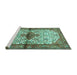 Sideview of Machine Washable Persian Turquoise Traditional Area Rugs, wshtr4257turq