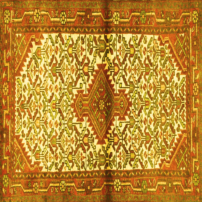 Square Machine Washable Persian Yellow Traditional Rug, wshtr4257yw