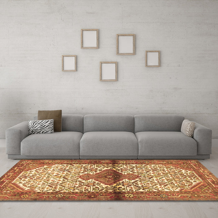 Machine Washable Persian Brown Traditional Rug in a Living Room,, wshtr4257brn