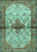 Machine Washable Persian Turquoise Traditional Area Rugs, wshtr4257turq