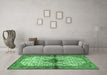 Machine Washable Persian Emerald Green Traditional Area Rugs in a Living Room,, wshtr4257emgrn