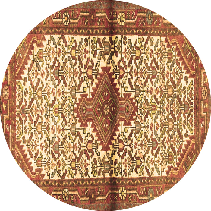 Round Persian Brown Traditional Rug, tr4257brn