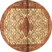Round Persian Brown Traditional Rug, tr4257brn
