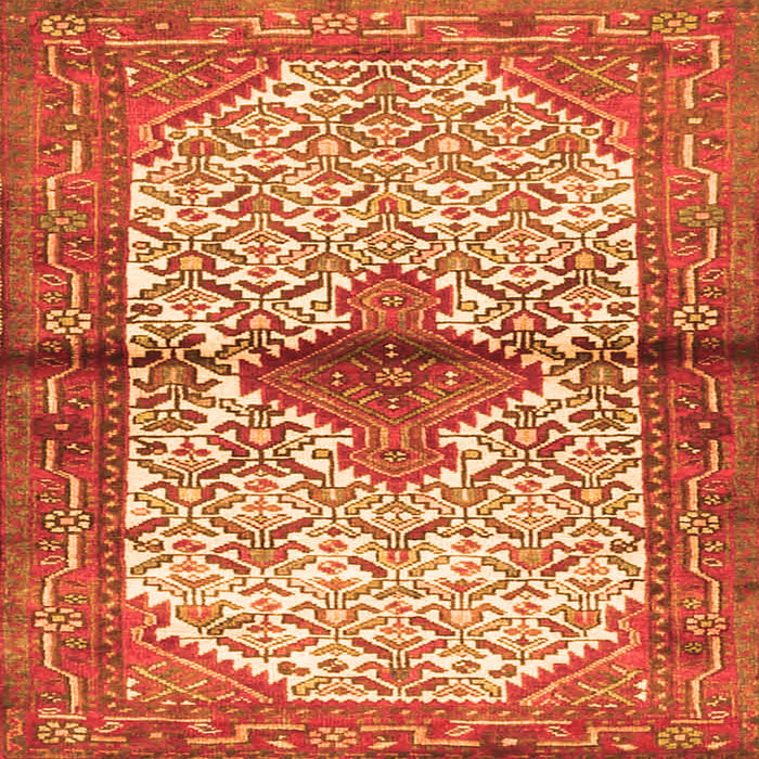 Round Machine Washable Persian Orange Traditional Area Rugs, wshtr4257org