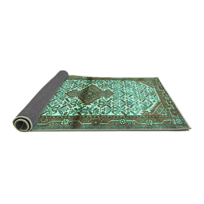 Sideview of Persian Turquoise Traditional Rug, tr4257turq