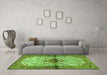 Machine Washable Persian Green Traditional Area Rugs in a Living Room,, wshtr4257grn