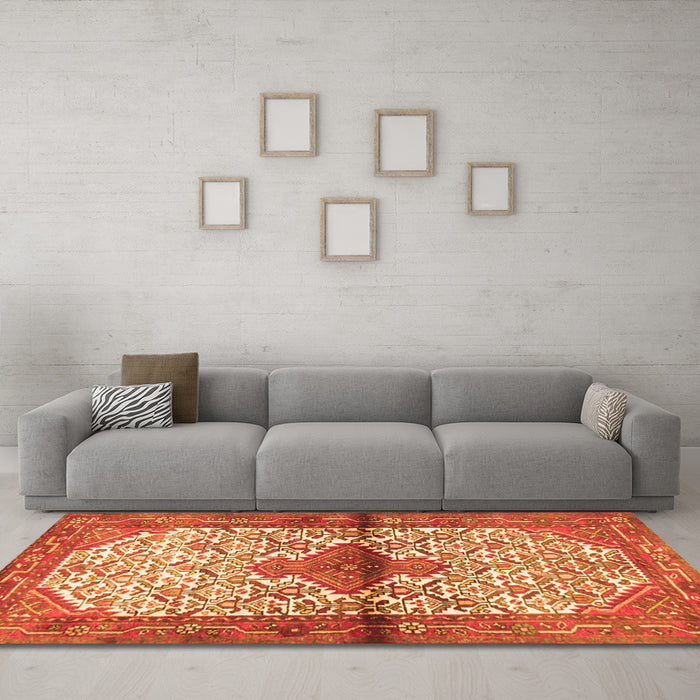 Machine Washable Persian Orange Traditional Area Rugs in a Living Room, wshtr4257org
