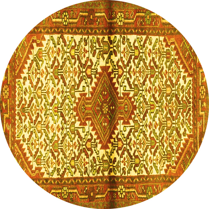 Round Persian Yellow Traditional Rug, tr4257yw