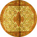 Round Persian Yellow Traditional Rug, tr4257yw