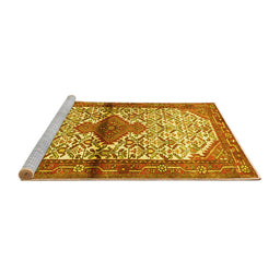 Sideview of Machine Washable Persian Yellow Traditional Rug, wshtr4257yw