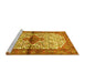 Sideview of Machine Washable Persian Yellow Traditional Rug, wshtr4257yw