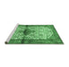 Sideview of Machine Washable Persian Emerald Green Traditional Area Rugs, wshtr4257emgrn