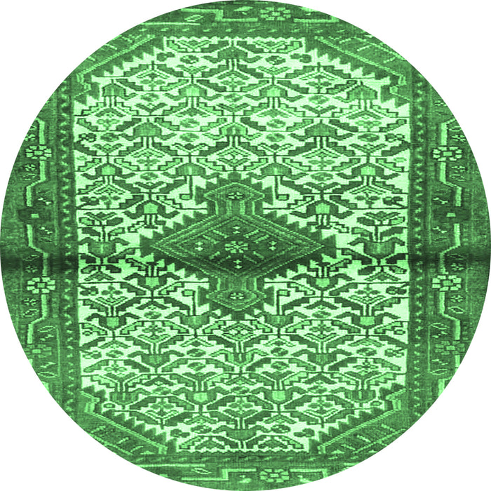Round Persian Emerald Green Traditional Rug, tr4257emgrn