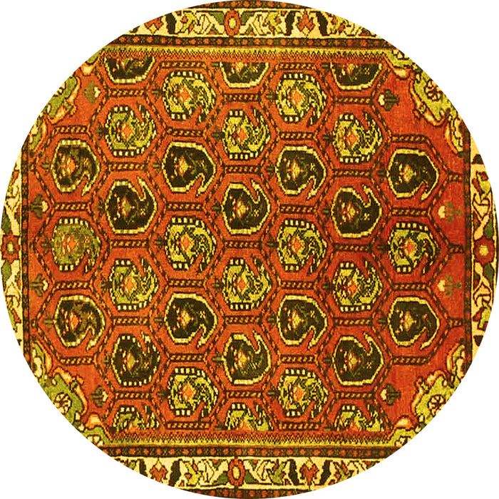 Round Persian Yellow Traditional Rug, tr4258yw