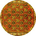 Round Persian Yellow Traditional Rug, tr4258yw