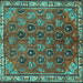 Square Machine Washable Persian Turquoise Traditional Area Rugs, wshtr4258turq